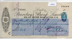 Cheque - (CH1861) - used - 1934 - Barclays Bank, Lea Bridge Road, Leyton - Picture 1 of 1