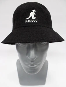 KANGOL Black Bucket Hat Big Logo 100% Authentic K3407 - Picture 1 of 4
