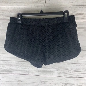 Pantaloncini neri tinta unita all'uncinetto junior grandi completamente foderati casual estivi cuciture interne 2,5" - Foto 1 di 12
