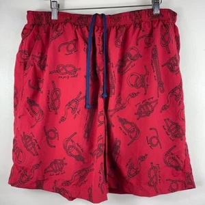 LL Bean Red Rope Knot Nautical Sailing Swim Trunks Short Mens Size XL - Picture 1 of 12