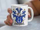Mathisen Danish Coat of Arms Coffee Mug, Blue Heraldry Ceramic Cup