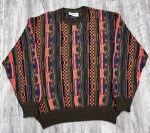 Vintage Collin’s Street Multi Color Coogi Style Textured Sweater Size Large C5 - Picture 1 of 11