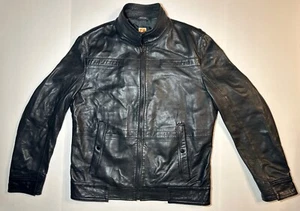 Hugo Boss Orange Mens Lambskin Leather Motorcycle Jacket Black 44R - Picture 1 of 24