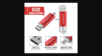 Clé USB 4 Go 2.0 2 en 1 OTG Windows iOS Android Stockage Flash - Photo 1/4