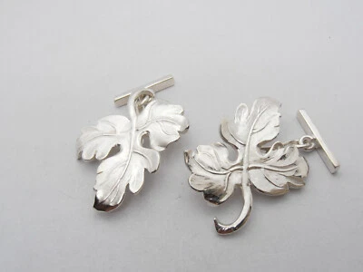 COZZI GIOIELLI Foglia di Vite : Gemelli in Argento 925 - Uva- Vino - Vendemmia - Sommelier -