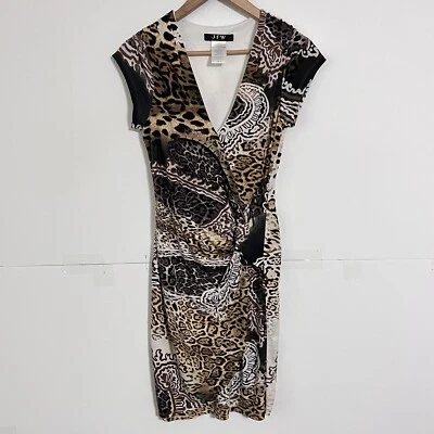 Just For Wraps Womens Animal Print Dress Size M Multicolor V-Neck Asymmetrical - Image 1 of 4