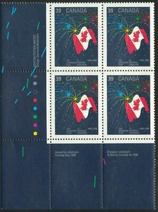 Canada sc#1278 The Canadian Flag (1965-1990) with Fireworks, LL Block, Mint-NH - Picture 1 of 4