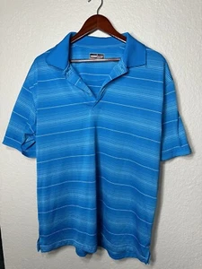 Mens XL Grand Slam Spring Performance Polo Golf Shirt Blue & White Stripe Golfer - Picture 1 of 7