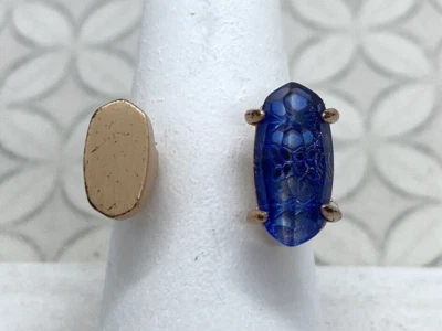 Anillo Kendra Scott Pryde Tono Oro Rosa Azul Marino Vidrio Polvo Ajustable 6 Foto 1 de 4