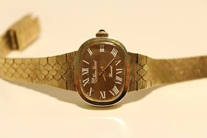 VINTAGE RARE BEAUTIFUL GOLD PLATED LADIES SWISS MECHANICAL WATCH"LUCIEN PICCARD" - Picture 1 of 12