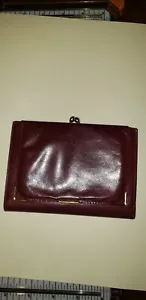 PORTAFOGLIO VINTAGE CORTI GIAFRANCO PELLE BIFOLD CHIUSURA A BACIO DONNA ITALIA VINO - Foto 1 di 15