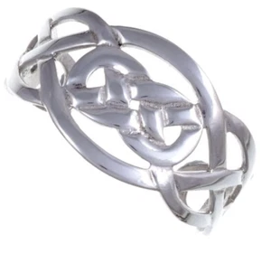 Polished Pewter Celtic Open Knotwork Bangle / Cuff by St Justin of Cornwall -4cm - Picture 1 of 1
