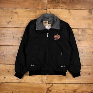 Vintage WearGuard Windbreaker Jacket M Harley Davidson Biker Black - Picture 1 of 8