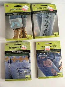 Lot of 25, 4 Different Designs, Vintage Flock Iron-On Jean-e-ology Appliques - Picture 1 of 9