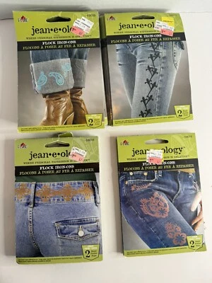 Lot of 25, 4 Different Designs, Vintage Flock Iron-On  Jean-e-ology Appliques - Image 1 of 4
