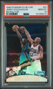 1999 Topps Stadium Club Chrome Jerry Stackhouse Refractor #91 Pistons PSA 10 - Picture 1 of 2