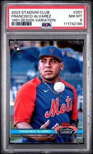 💥2023 Topps Stadium Club FRANCISCO ALVAREZ 1991 Design Variation Mets RC PSA 8 - Picture 1 of 2