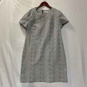 Calvin Klein Kurzarm Etuikleid Damen 14 Exposed Zip Schwarz Weiß Karriere - Bild 1 von 12