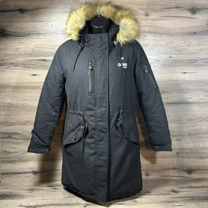 Chaqueta parka para mujer Gobi Heat 5 zonas negra pequeña cremallera botón capucha sin batería - Imagen 1 de 13