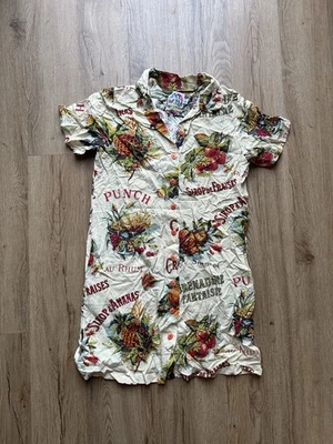 Vestido Vintage Jams World Havaí EUA Frutas Francesas Botão Bolsos Frontais Tamanho P - Imagem 1 de 4