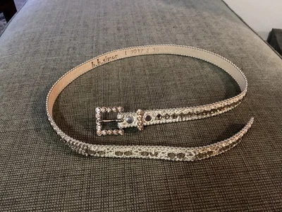 Cinturón de cuero BB SIMON 3036 J 35 dorado amarillo HEBILLA TACHONADA EE. UU. TALLA L - Genial Foto 1 de 4