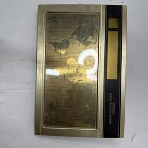 Vintage Seiko Weltzeit Touch Sensor Tischuhr Bronze Gold funktioniert Japan - Bild 1 von 2