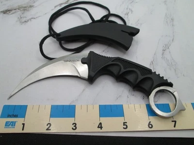 Black WarTech Karambit Fixed Blade Tactical Knife W/Scabbard - Image 1 of 4