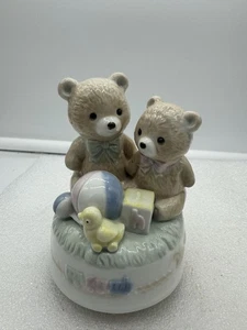 Vintage Otagiri Japan Play-Mates Porcelain Music Box Teddy Bears Nursery Decor  - Picture 1 of 9