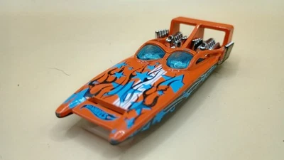 HOT WHEELS H2GO DAREDEVIL RACERS ORANGE 1:64 DIECAST 3 1/4" RACE BOAT BLUE STARS - Image 1 of 4