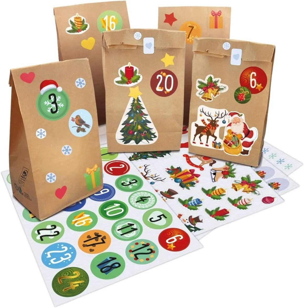 Nikima Papiertüten Aus Kraftpapier – 10 Stück, 27 Cm Hoch, Für Adventskalender & Gastgeschenke