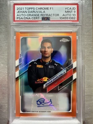 Jehan Daruvala PSA 9 Auto 10 Chrome 2021 F1 Orange Refractor /25🔥INVEST🔥📈 - Image 1 of 2