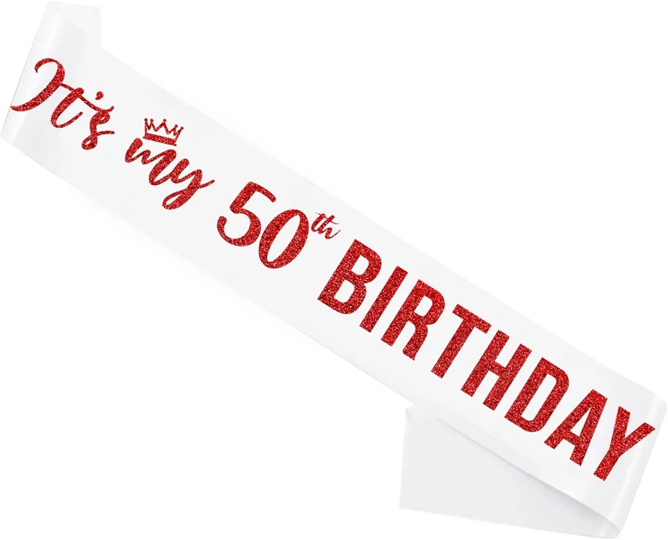 Faixa It’S My 50th Birthday, faixa de 50th Birthday feminina, letra glitter 50th Birt - Imagem 1 de 1