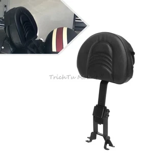 Black Adjustable Driver Backrest PU Leather Fit For Indian Roadmaster Dark Horse - Picture 1 of 19
