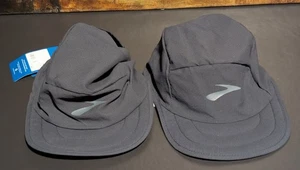 Lot of 2 Brooks Lightweight Packable Hat 5 Panel Running Cap One Size Black NEW - Picture 1 of 6