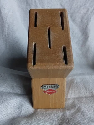 Soporte de bloque de cuchillo de cocina de madera Sabatier de 5 ranuras 21 cm de largo máximo 3,5 cm de ancho máximo Foto 1 de 4