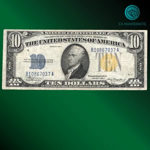 CA 1934A $10 North Africa WWII Emergency Issue, Yellow Seal, Very Fine++, 67037 - Picture 1 of 2
