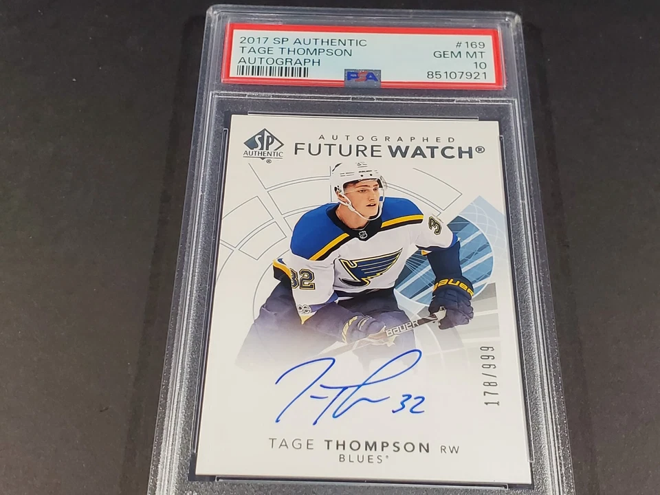 2017-18 SP AUTHENTIC TAGE THOMPSON FUTURE WATCH ROOKIE AUTO SIGNATURE PSA 10 GEM - Image 1 of 4