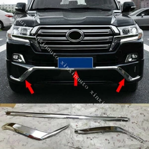 Chromed Front Bumper Lip Molding Strips Trim For Toyota Land Cruiser LC200 16-21 - Picture 1 of 6