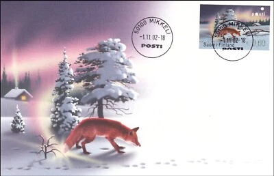 Cajero automático Northern Lights Fire Fox Finland Intermarketing PA-10 Frama como nuevo FDC 2002 Foto 1 de 2