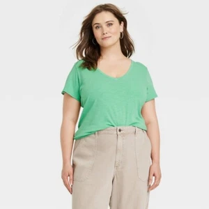 Women's Slim Fit Short Sleeve V-Neck T-Shirt - Universal Thread™ Light Green XXL - Picture 1 of 1