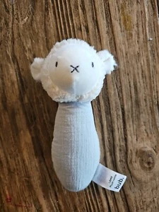 bub Blue Muslin Plush RATTLE LAMB Baby Sensory Texture Play Sound Soft Touch - Picture 1 of 3