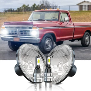 2X 7 inch Round LED Hi/Lo Beam Headlights Chrome for ford F100 F150 F250 Truck - Picture 1 of 12