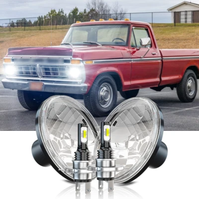 2X 7 inch Round LED Hi/Lo Beam Headlights Chrome for ford F100 F150 F250 Truck - Image 1 of 4
