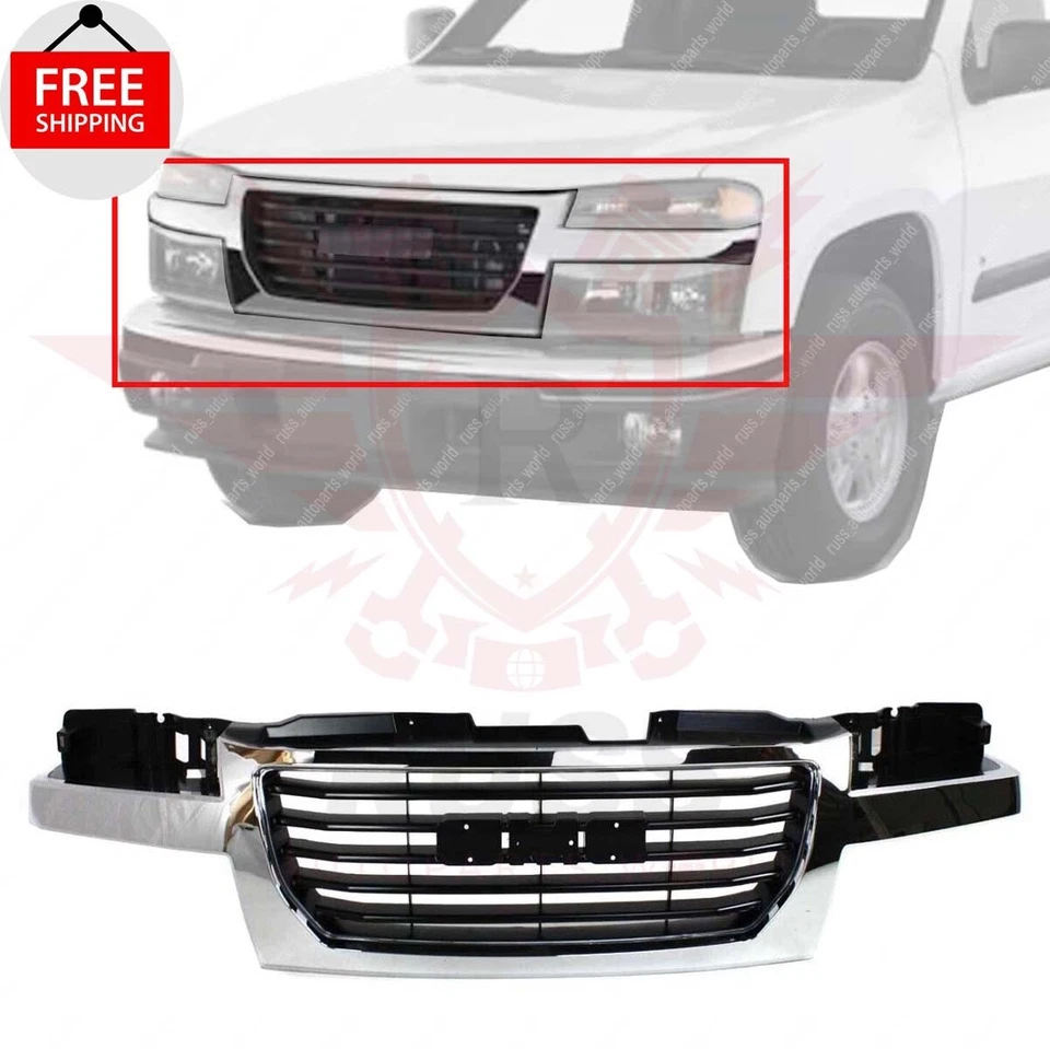 New Front Grille Grill Chrome Shell with Black Insert Fits 2004-2012 GMC Canyon Foto 1 de 4