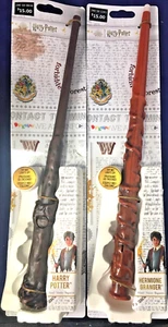 2 Harry Potter & Hermione Granger Licensed Wizard LED Light-Up Deluxe Wands - Picture 1 of 3