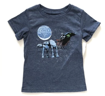 STAR WARS Дарт Вейдер Рождество коротким рукавом футболка новый ребенка ясельного возраста 18 М сани ATAT - Изображение 1 из 2