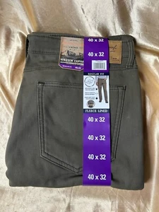 NEW! 40x32 Straight Fit Olive Fleece-Lined Stretch Canvas Pants Weatherproof - Picture 1 of 5