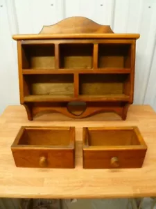 Vintage Country Rural Rustic Wood Wall Shelf with (2) Drawer 20"x 19" x 5" - Picture 1 of 16