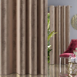 Gardinen Vorhänge Fertigvorhang Velours Samtstoff Schal Beige -Gold Glamour A&G - Picture 1 of 8