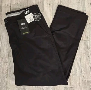 Lee Pants 36x30 Slim Straight Black Motion Flex Waistband Stretch Mens NEW - Picture 1 of 16
